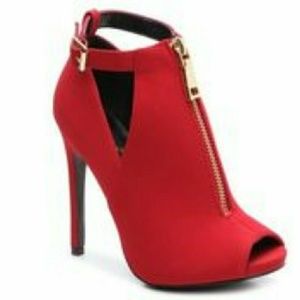 Red Open Toe Booties NWOT